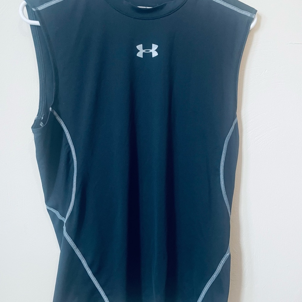 Under Armour Black Compression Top with White Trim